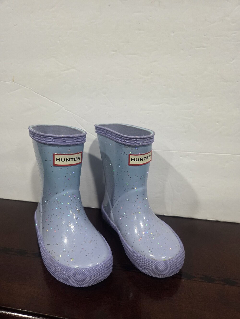 Hunter Kids' Light Blue Glitter Rain Boots Sz .6